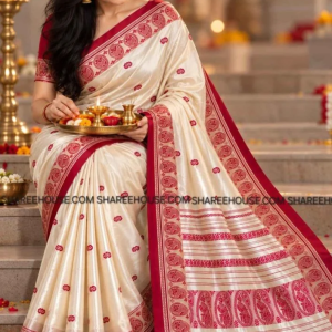 INDIAN GLOSSY ASSAM SILK PRINT SAREE